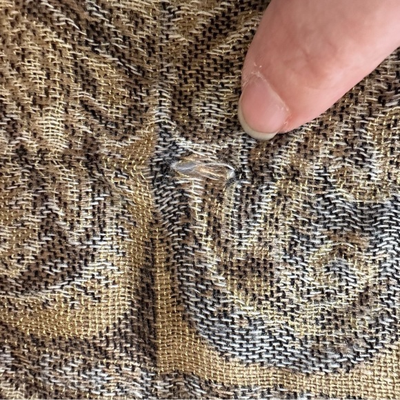 Pashmina Oversized Silk-Blend Scarf, Tan and Brown - Picture 6 of 6